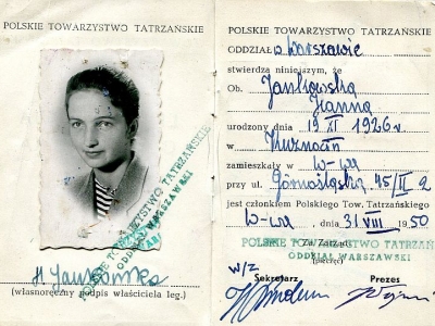Legitymacja Polskiego Towarzystwa Tatrzańskiego, 1950
